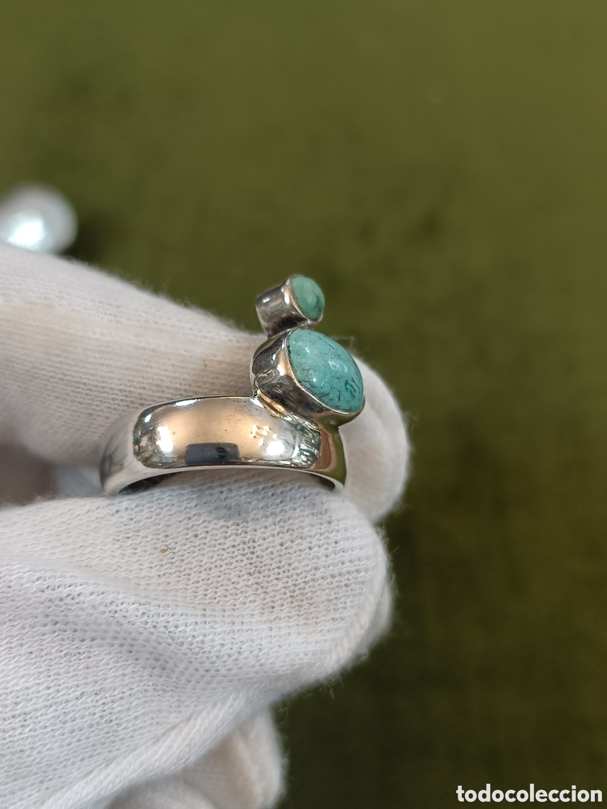 Joyeria: ANTIGUO ANILLO ELABORADO EN PLATA Y TURQUESA - Foto 10