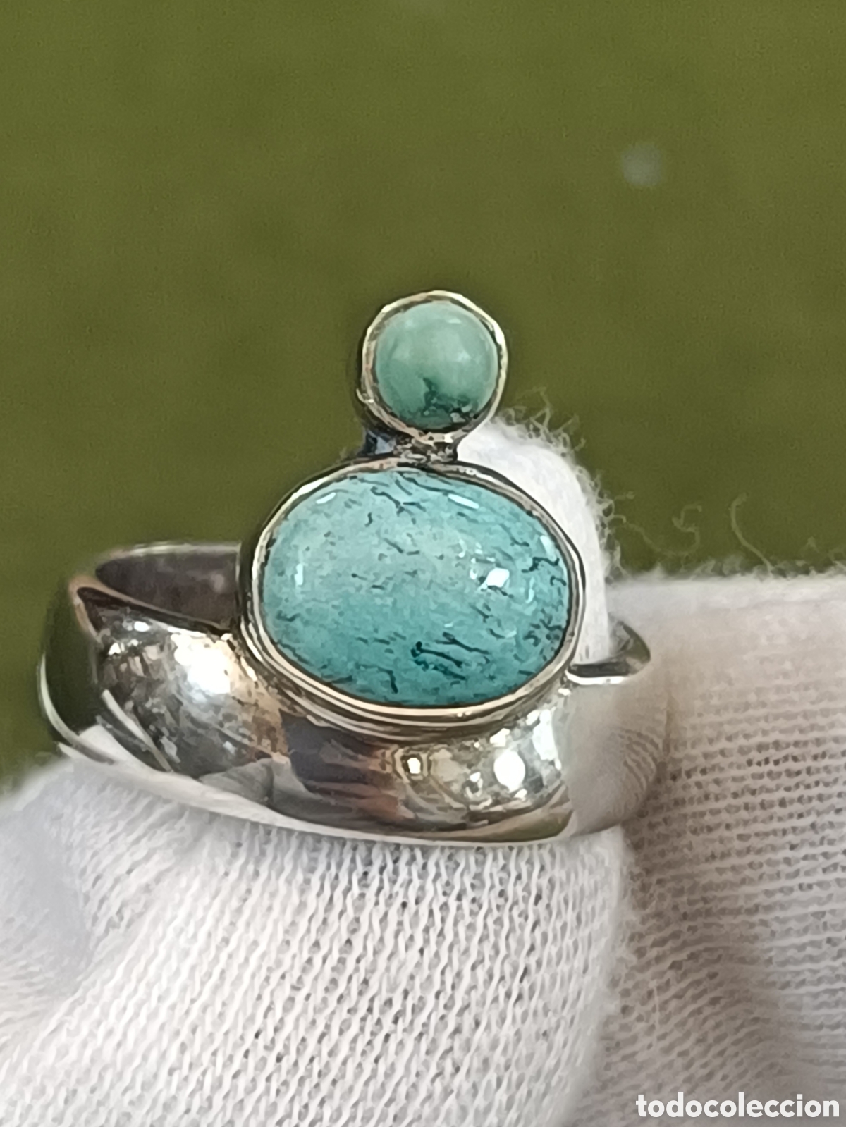 Joyeria: ANTIGUO ANILLO ELABORADO EN PLATA Y TURQUESA - Foto 12