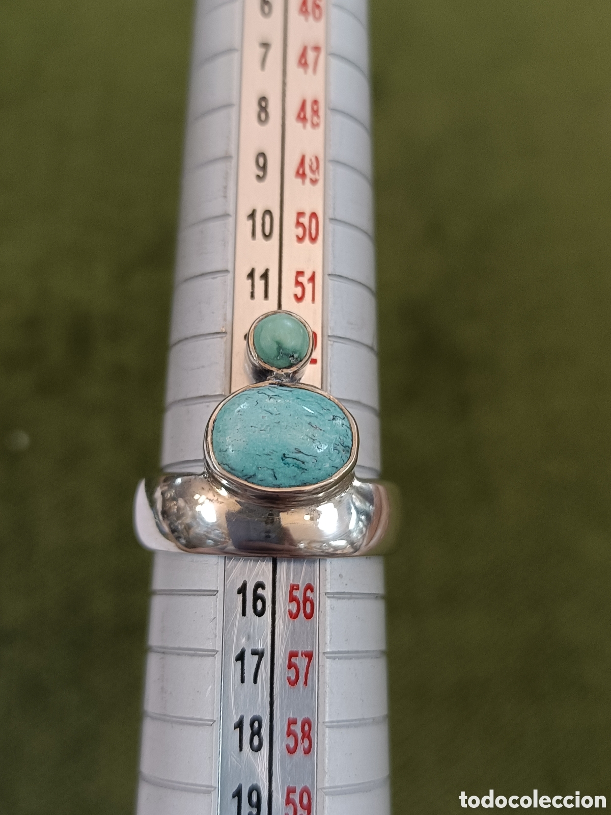 Joyeria: ANTIGUO ANILLO ELABORADO EN PLATA Y TURQUESA - Foto 1