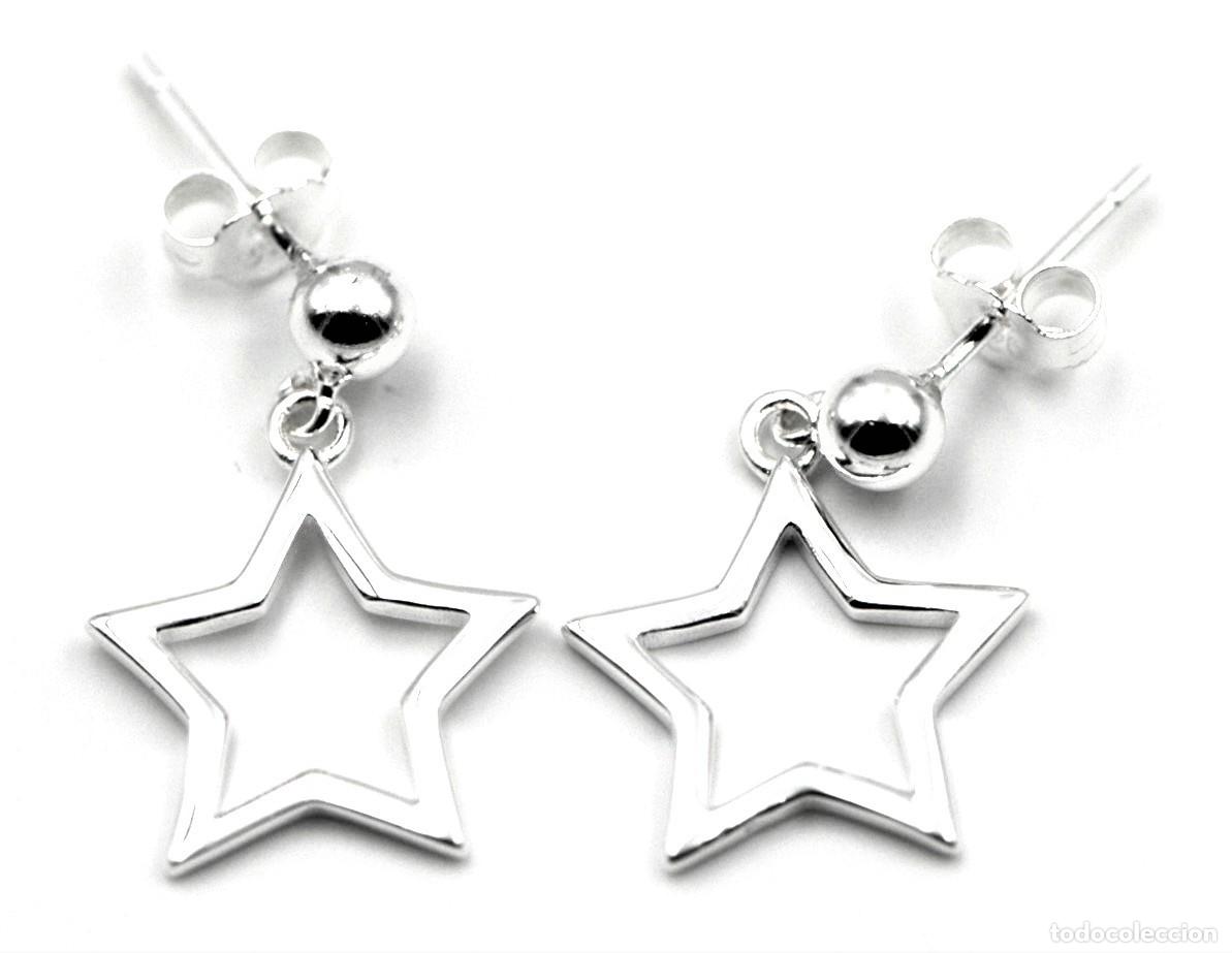 Joyeria: Pendientes en Plata Ley con estrella colgando, 2cm - Foto 2