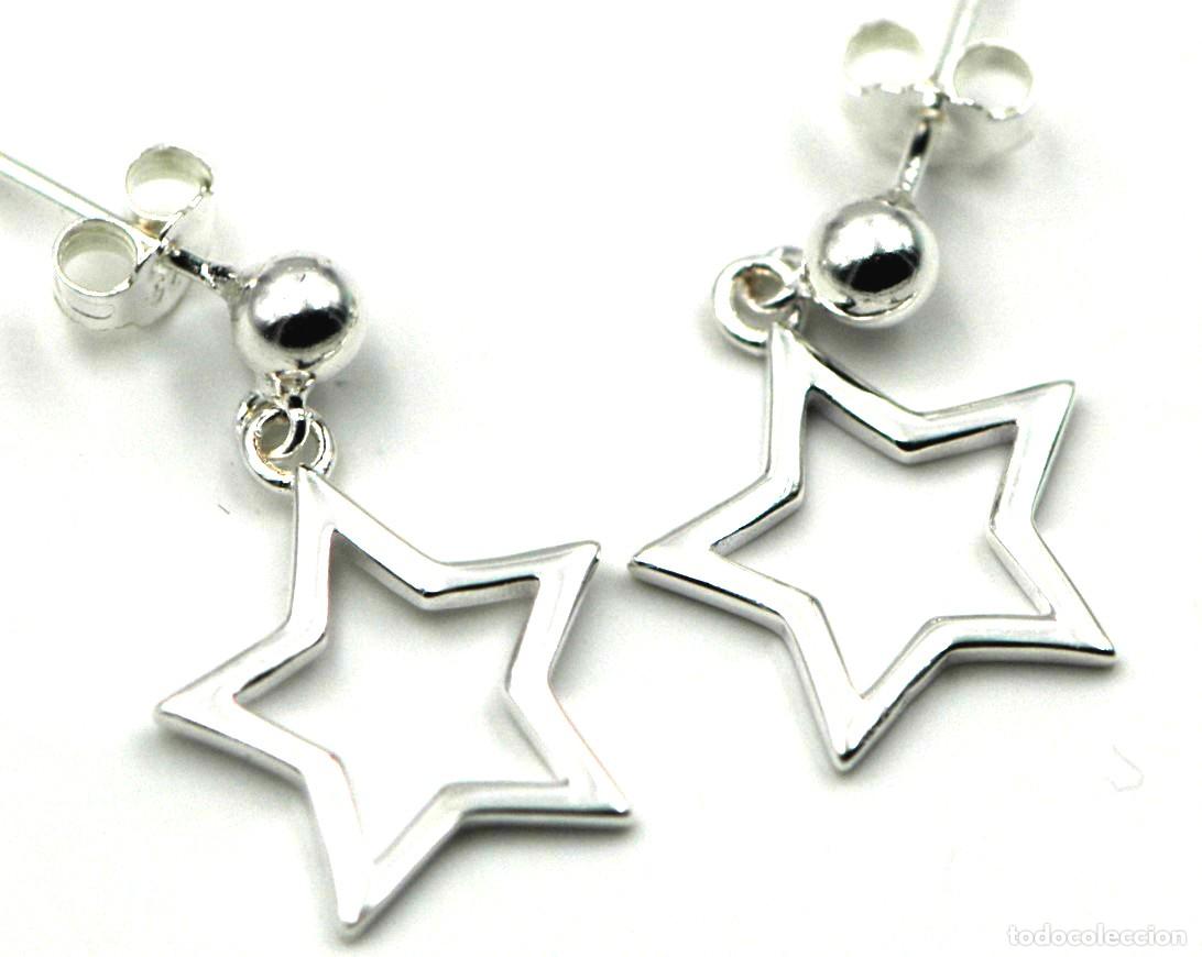 Joyeria: Pendientes en Plata Ley con estrella colgando, 2cm - Foto 1