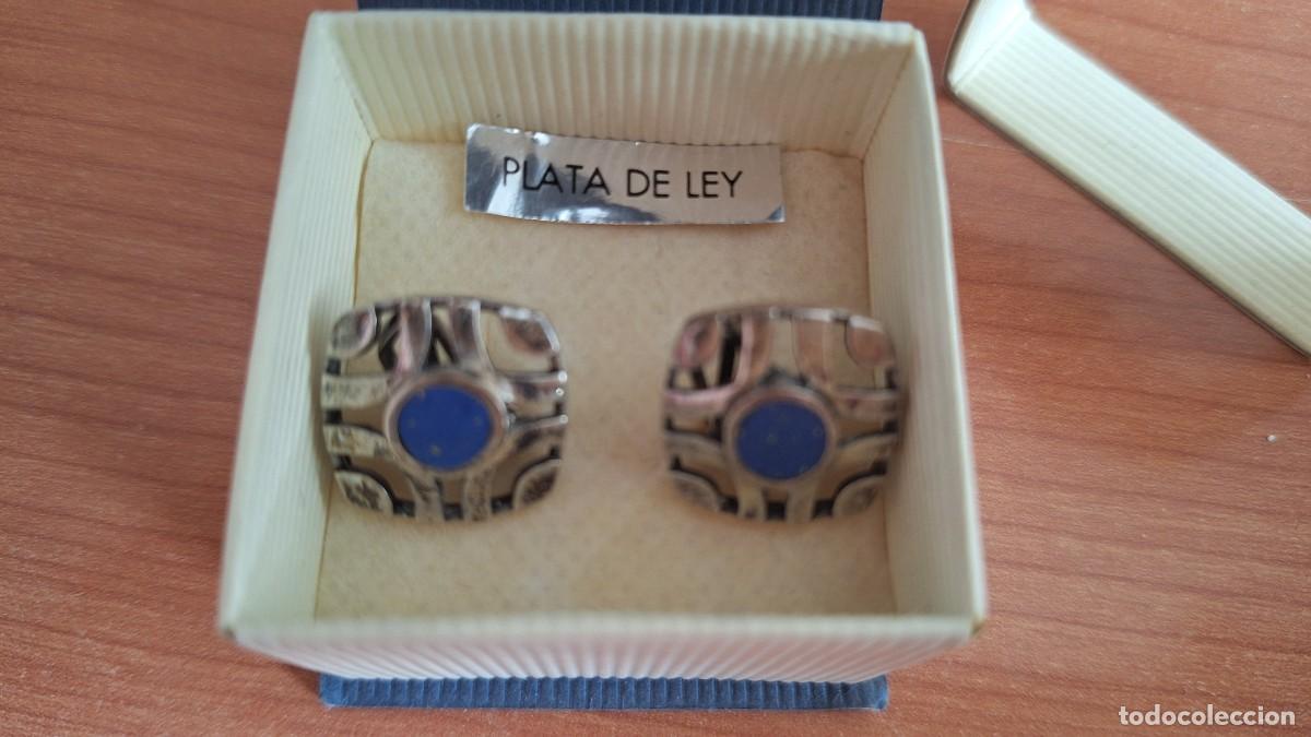 Joyeria: Gemelos en plata con piedra azul - Foto 2