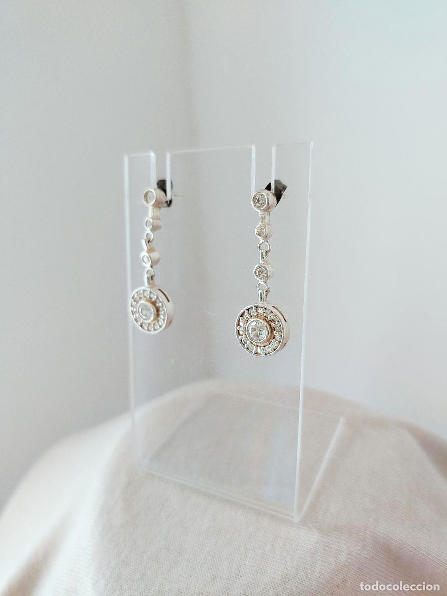 Joyeria: Pendientes largos de plata 925 // Pendientes plata esterlina elegantes c&iacute;rculo - Foto 1