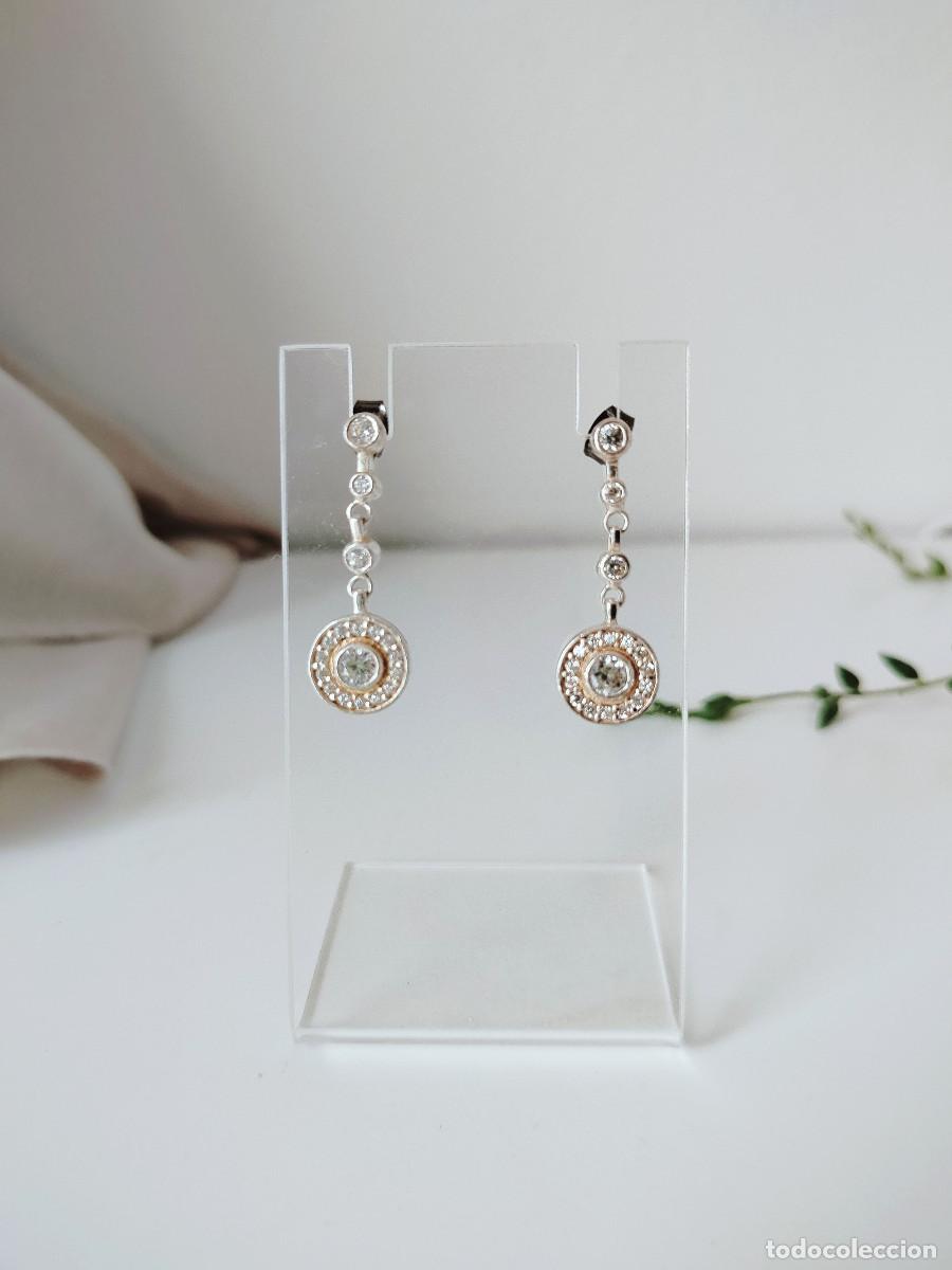 Joyeria: Pendientes largos de plata 925 // Pendientes plata esterlina elegantes c&iacute;rculo - Foto 2