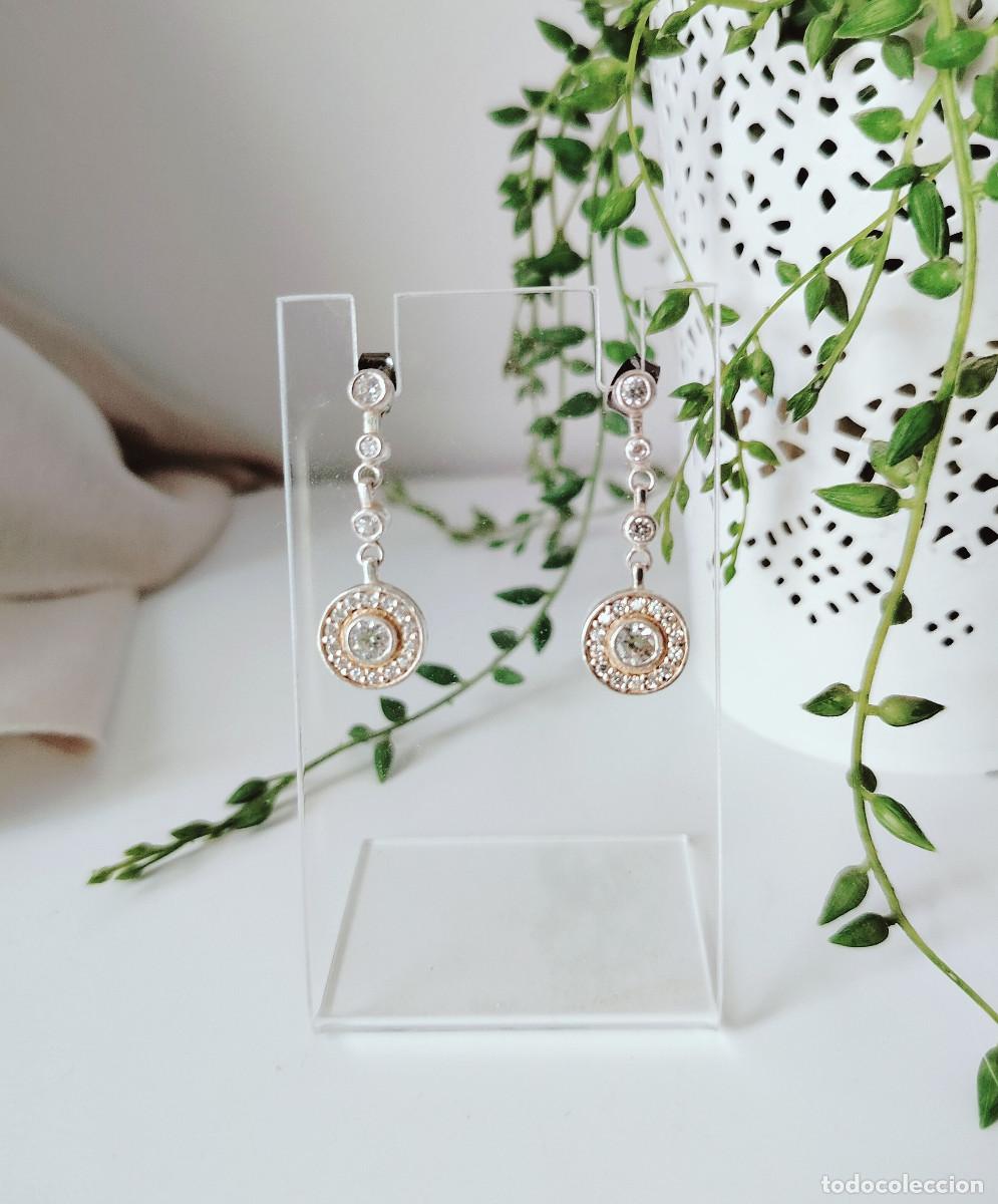 Joyeria: Pendientes largos de plata 925 // Pendientes plata esterlina elegantes c&iacute;rculo - Foto 4