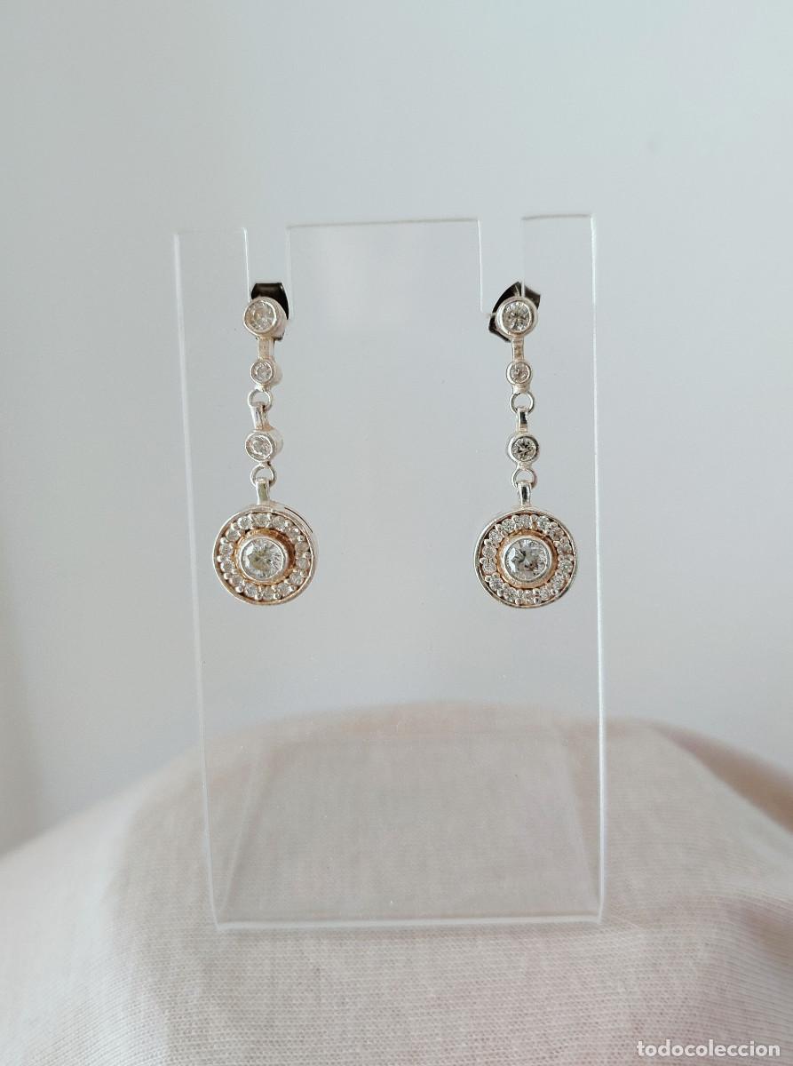 Joyeria: Pendientes largos de plata 925 // Pendientes plata esterlina elegantes c&iacute;rculo - Foto 5