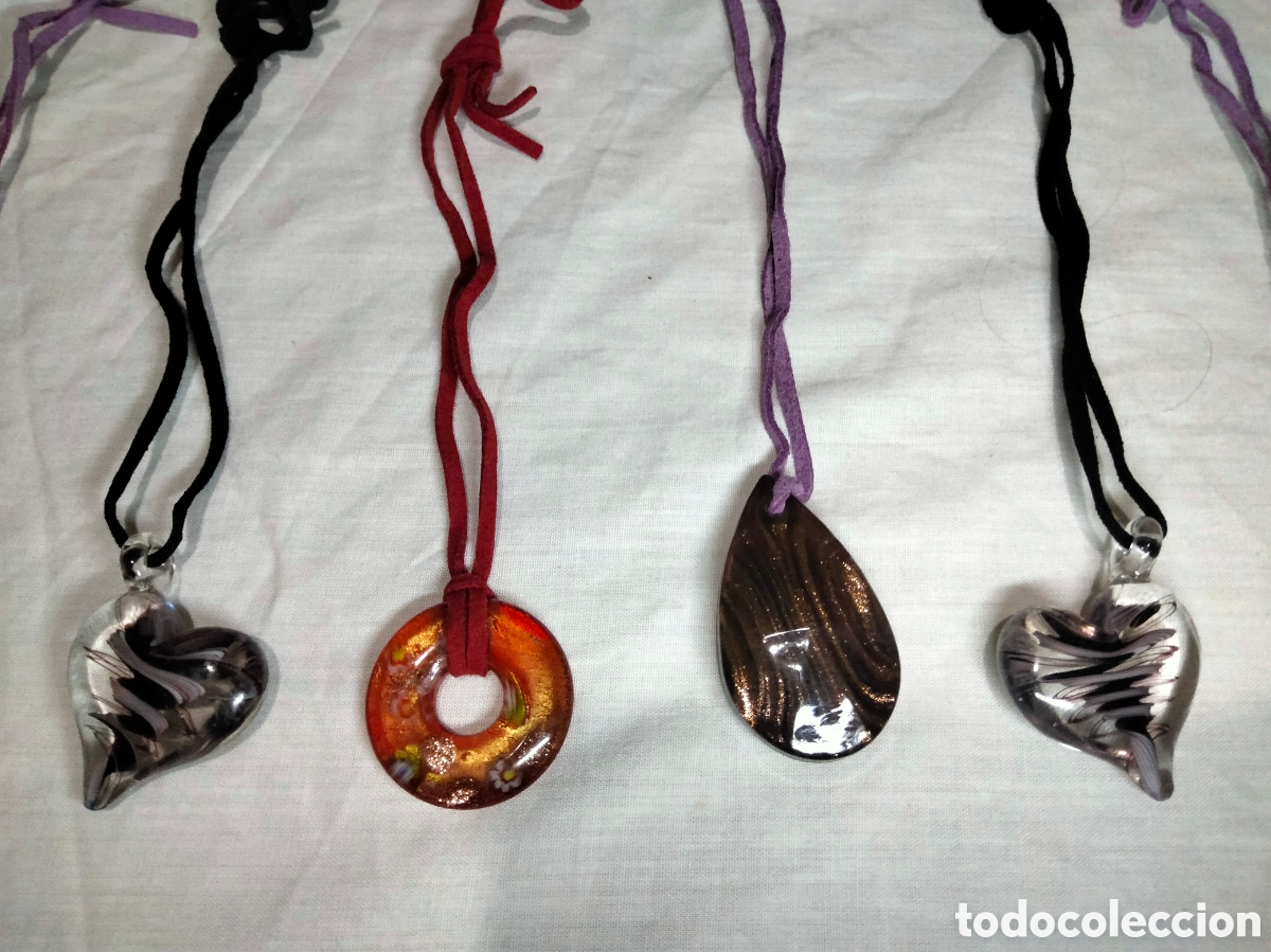 Joyeria: Lote de 10 colgantes de cristal de murano - Foto 3