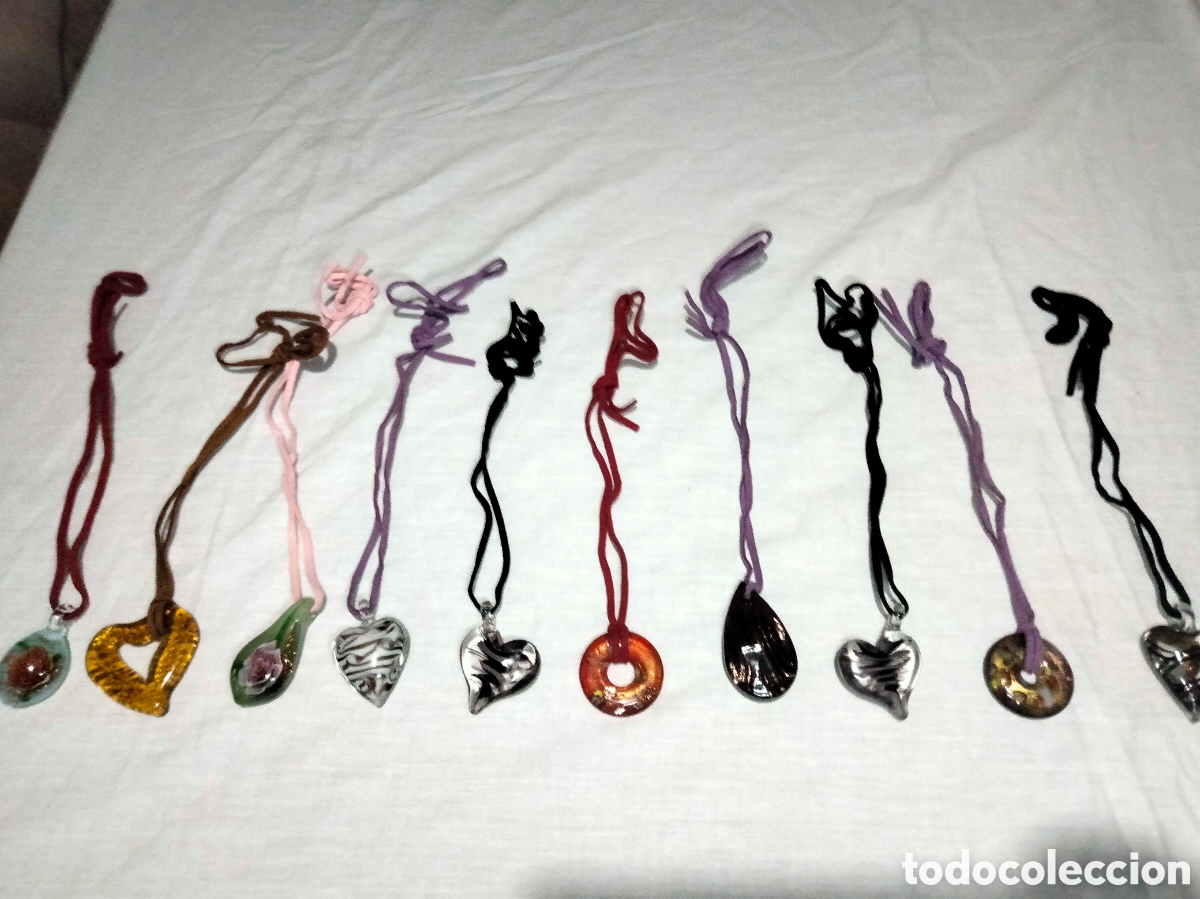 Joyeria: Lote de 10 colgantes de cristal de murano - Foto 1