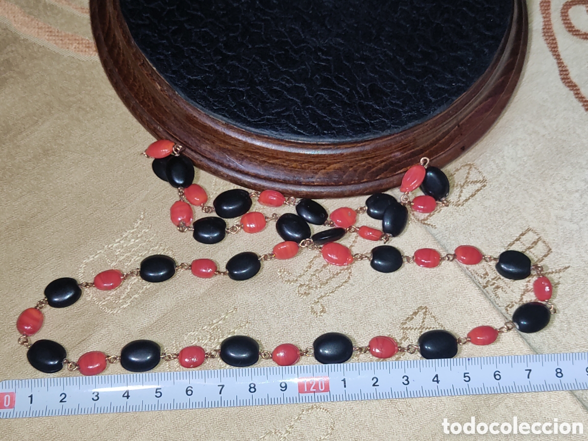 Joyeria: Collar de opalina roja y negra.Vintage - Foto 3