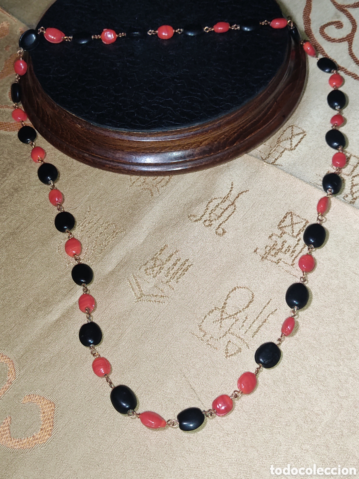 Joyeria: Collar de opalina roja y negra.Vintage - Foto 5