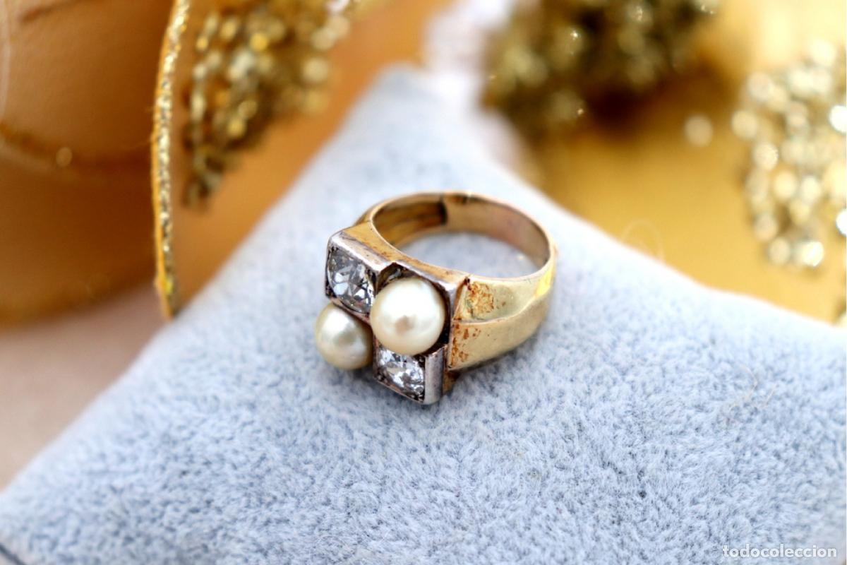 Joyeria: Anillo de oro de 18 quilates con diamantes y perlas - Foto 3