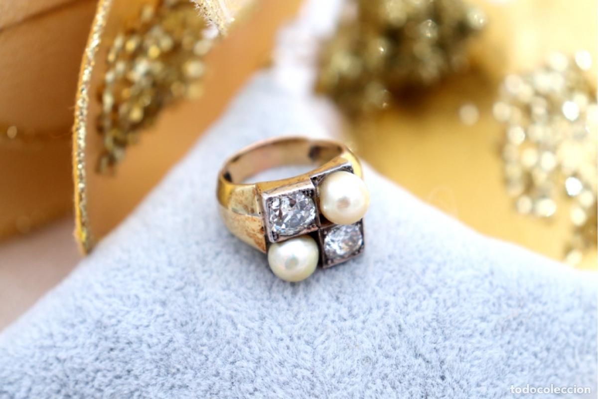 Joyeria: Anillo de oro de 18 quilates con diamantes y perlas - Foto 4