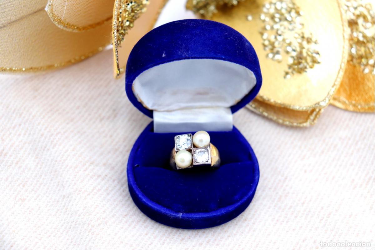 Joyeria: Anillo de oro de 18 quilates con diamantes y perlas - Foto 5