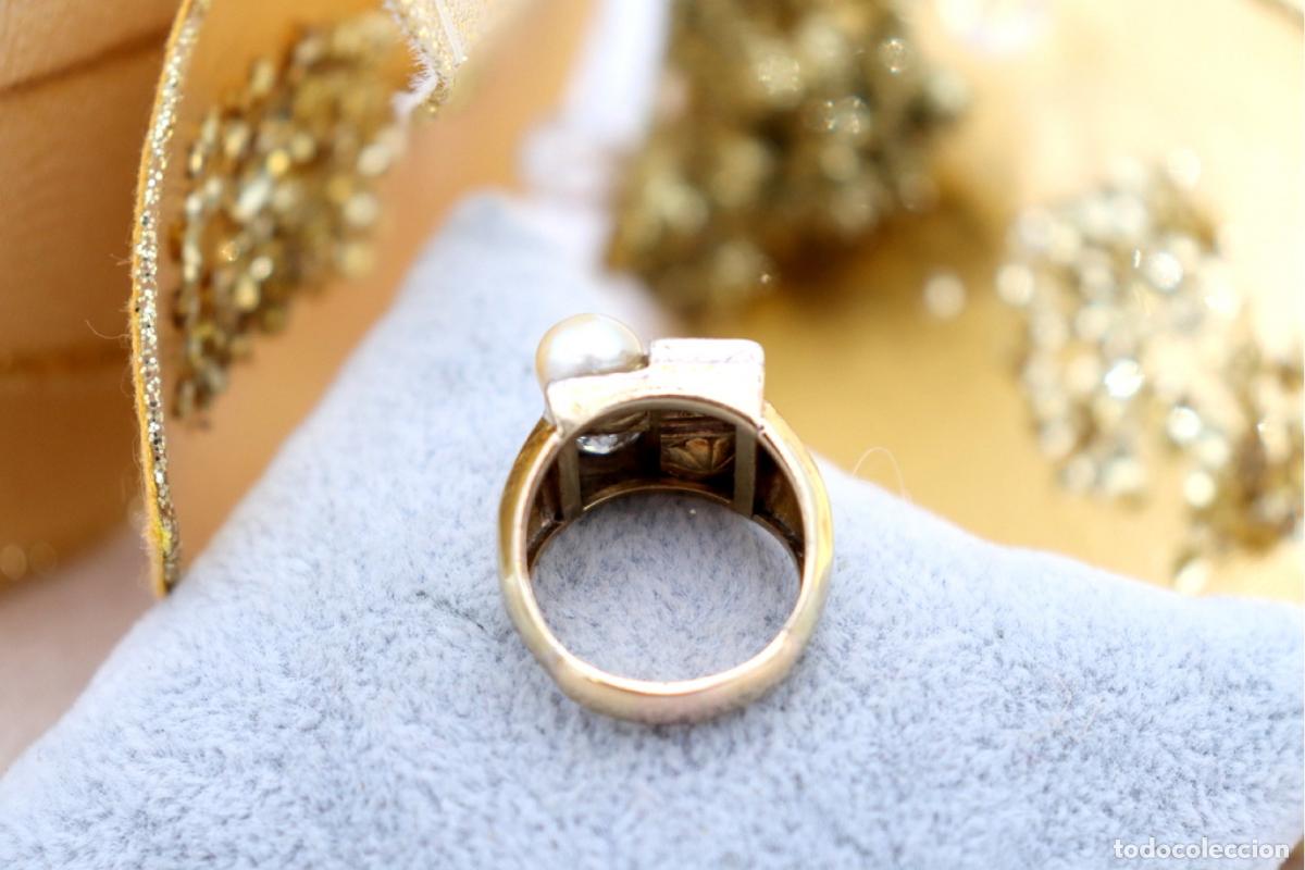 Joyeria: Anillo de oro de 18 quilates con diamantes y perlas - Foto 7