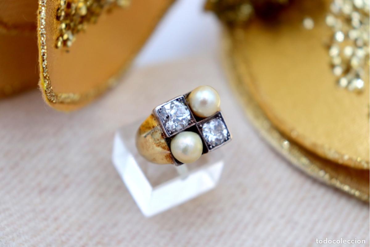 Joyeria: Anillo de oro de 18 quilates con diamantes y perlas - Foto 8
