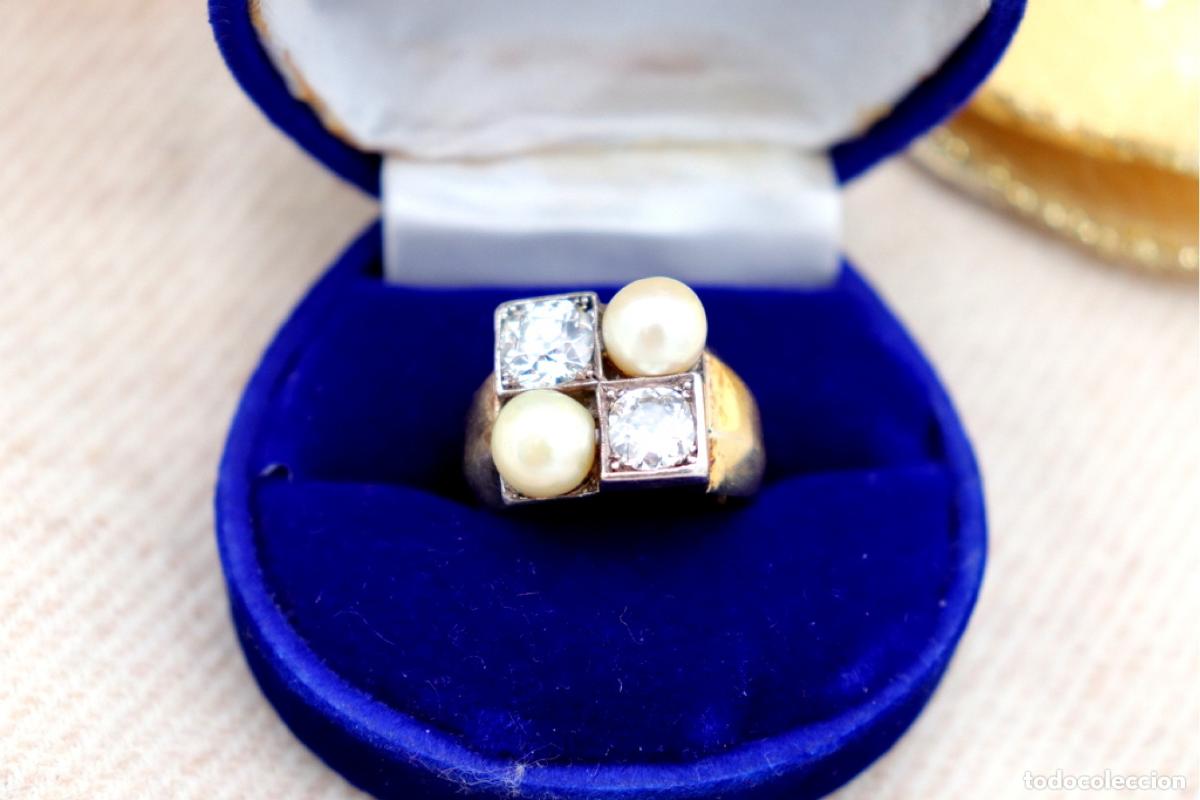 Joyeria: Anillo de oro de 18 quilates con diamantes y perlas - Foto 1