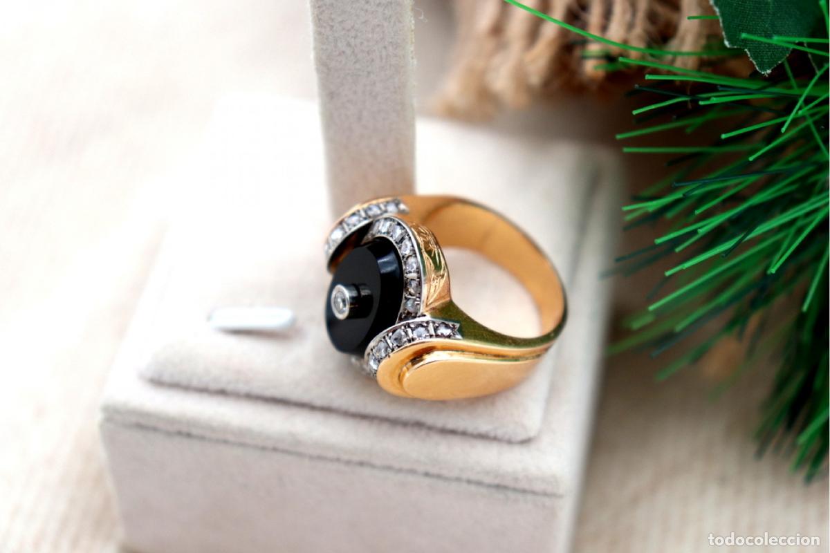 Joyeria: Anillo de oro de 19,2 quilates con diamantes y &oacute;nix - Foto 3
