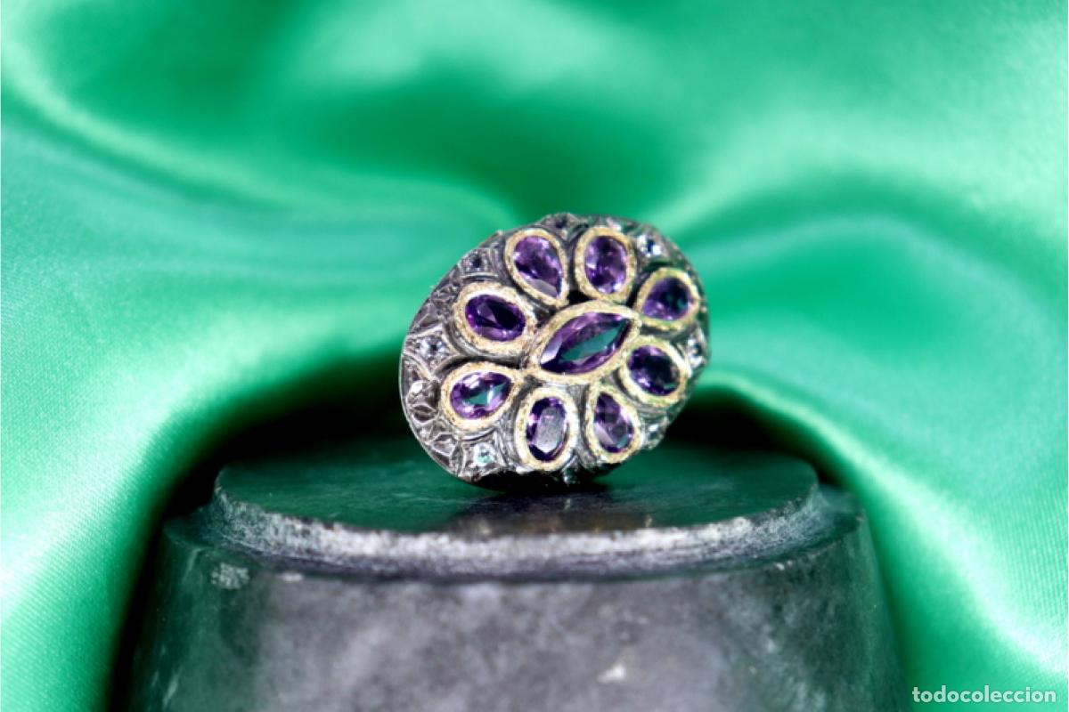 Joyeria: Anillo de oro y plata de 19,2K con amatistas. - Foto 5
