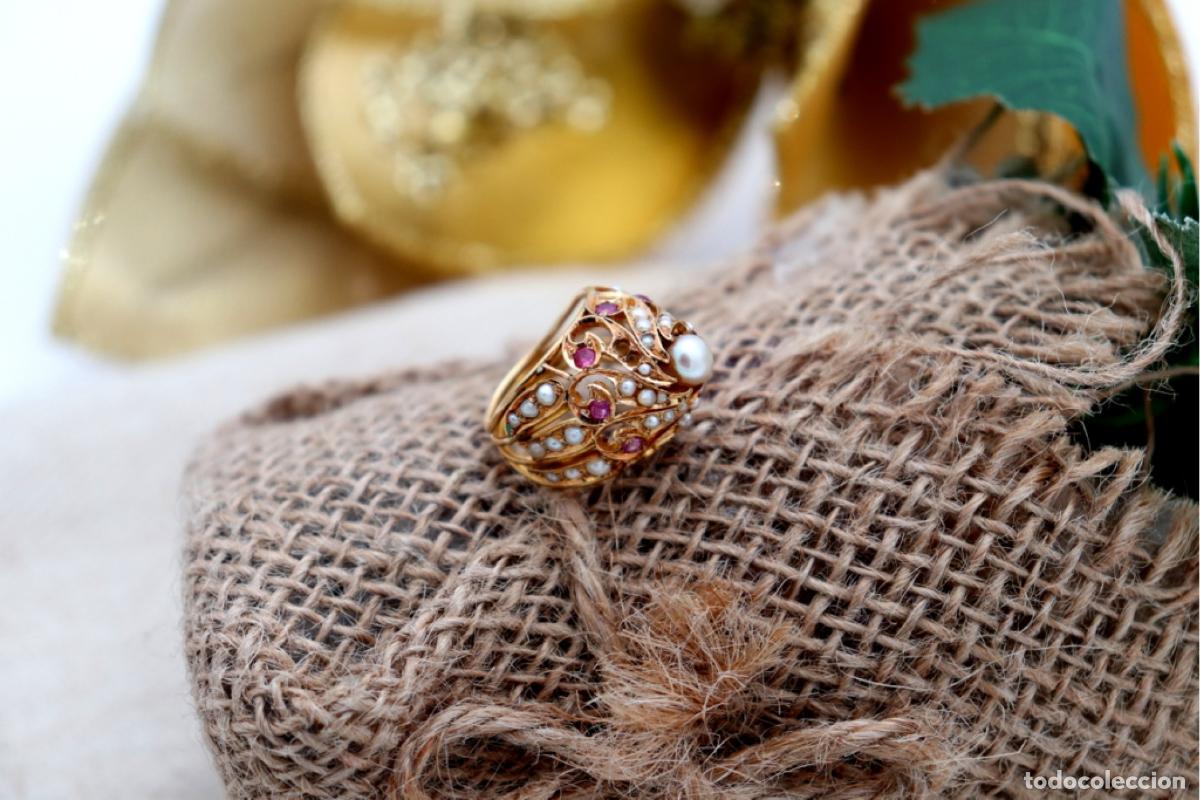 Joyeria: Anillo de oro de 22 quilates con perlas y rub&iacute;es - Foto 7
