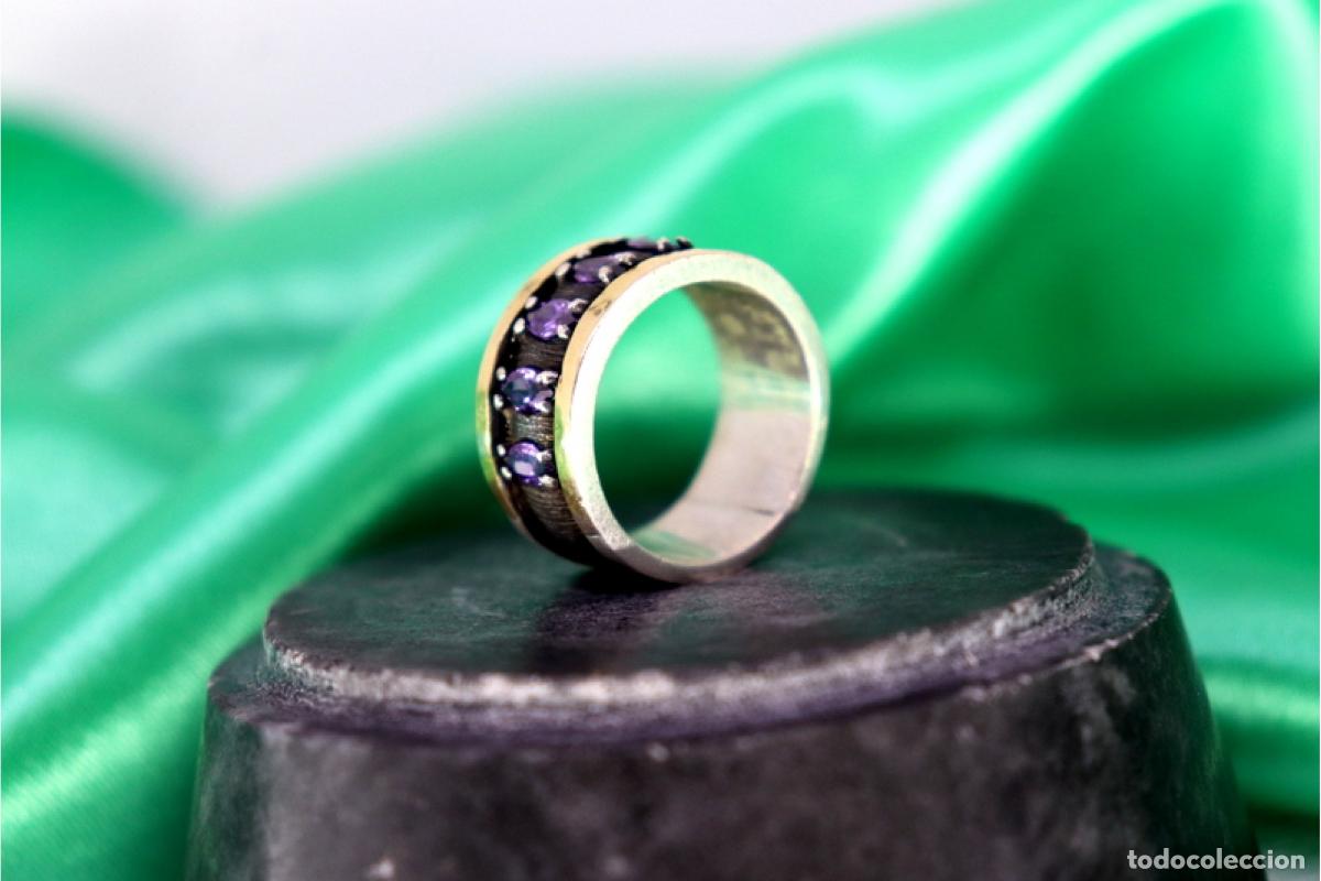 Joyeria: Anillo de oro y plata de 19,2K con amatistas. - Foto 5