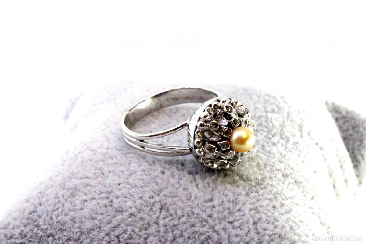 Joyeria: Anillo de oro blanco de 19,2K con diamantes. - Foto 3
