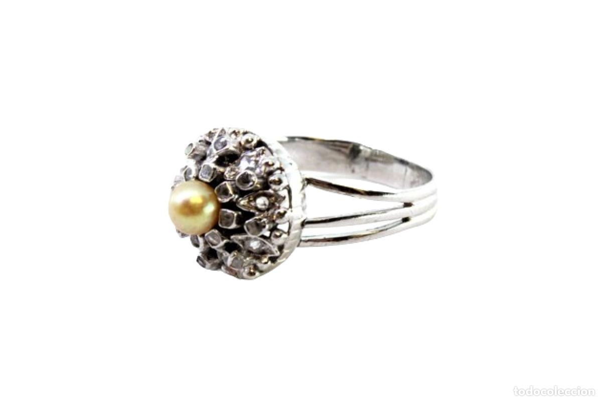 Joyeria: Anillo de oro blanco de 19,2K con diamantes. - Foto 1