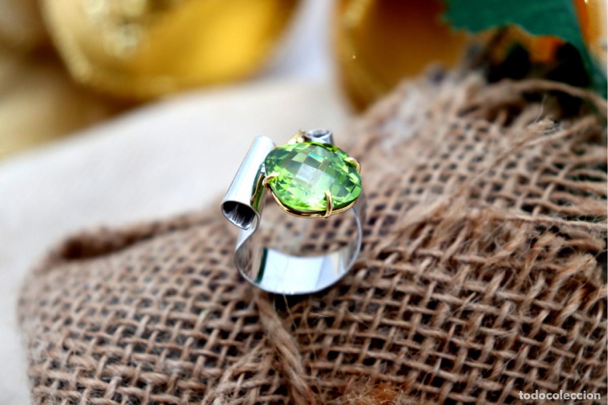 Joyeria: Anillo de oro bicolor de 19,2K con turmalina. - Foto 7