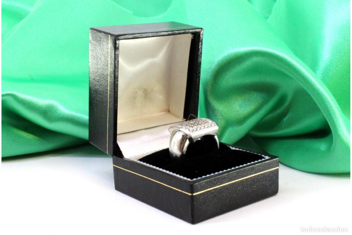 Joyeria: Anillo de oro blanco de 18 quilates con diamantes. - Foto 3