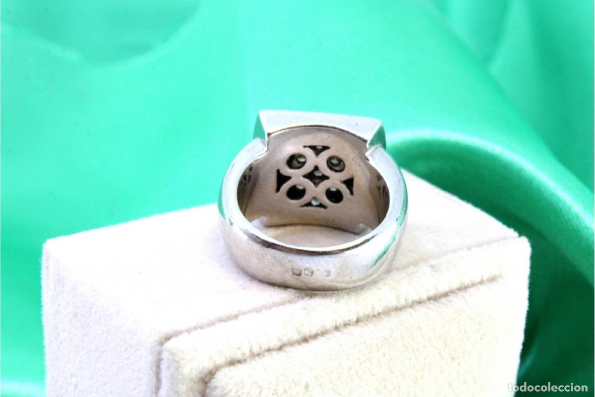 Joyeria: Anillo de oro blanco de 18 quilates con diamantes. - Foto 8