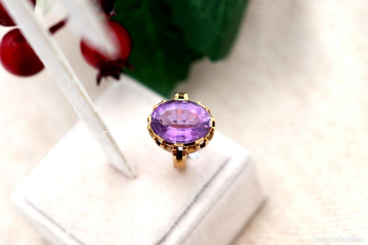 Joyeria: Anillo de oro con amatista. - Foto 2