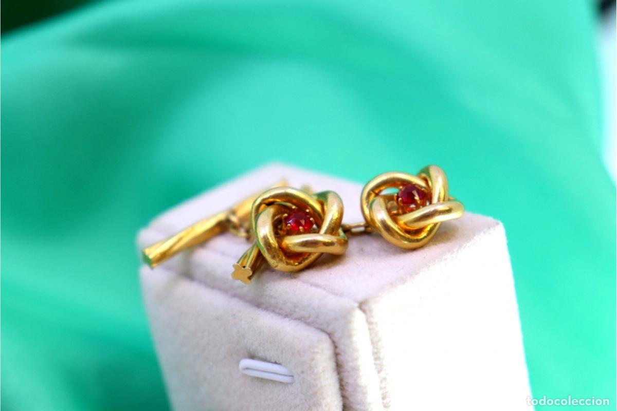 Joyeria: Gemelos de oro de 19,2 quilates con rub&iacute;es - Foto 3