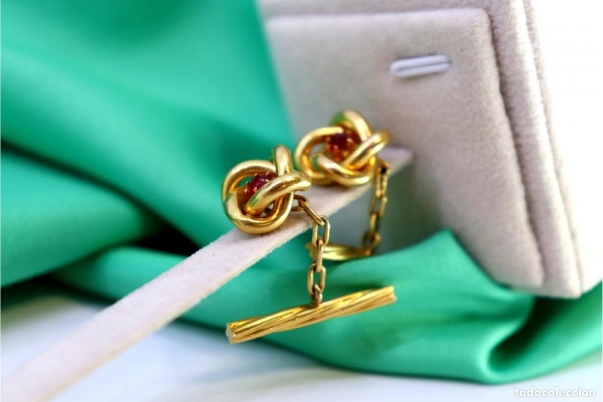 Joyeria: Gemelos de oro de 19,2 quilates con rub&iacute;es - Foto 4