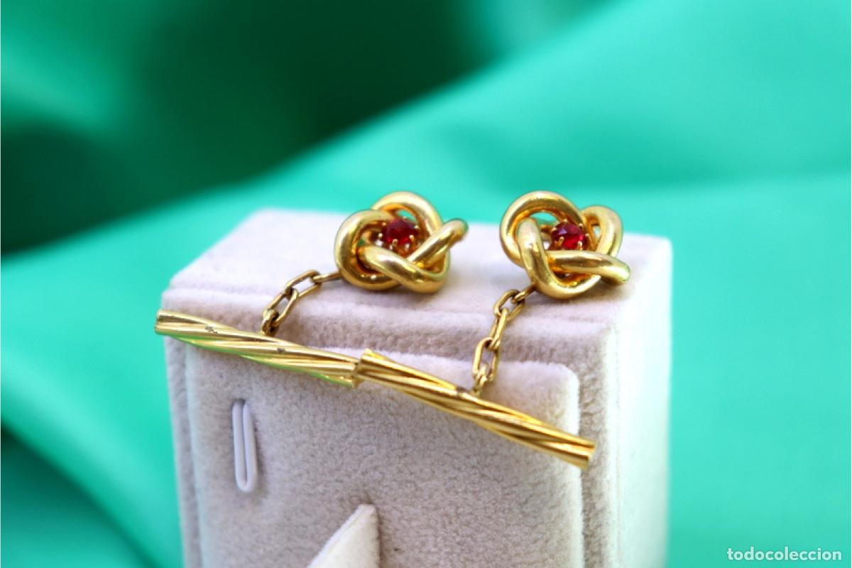 Joyeria: Gemelos de oro de 19,2 quilates con rub&iacute;es - Foto 5