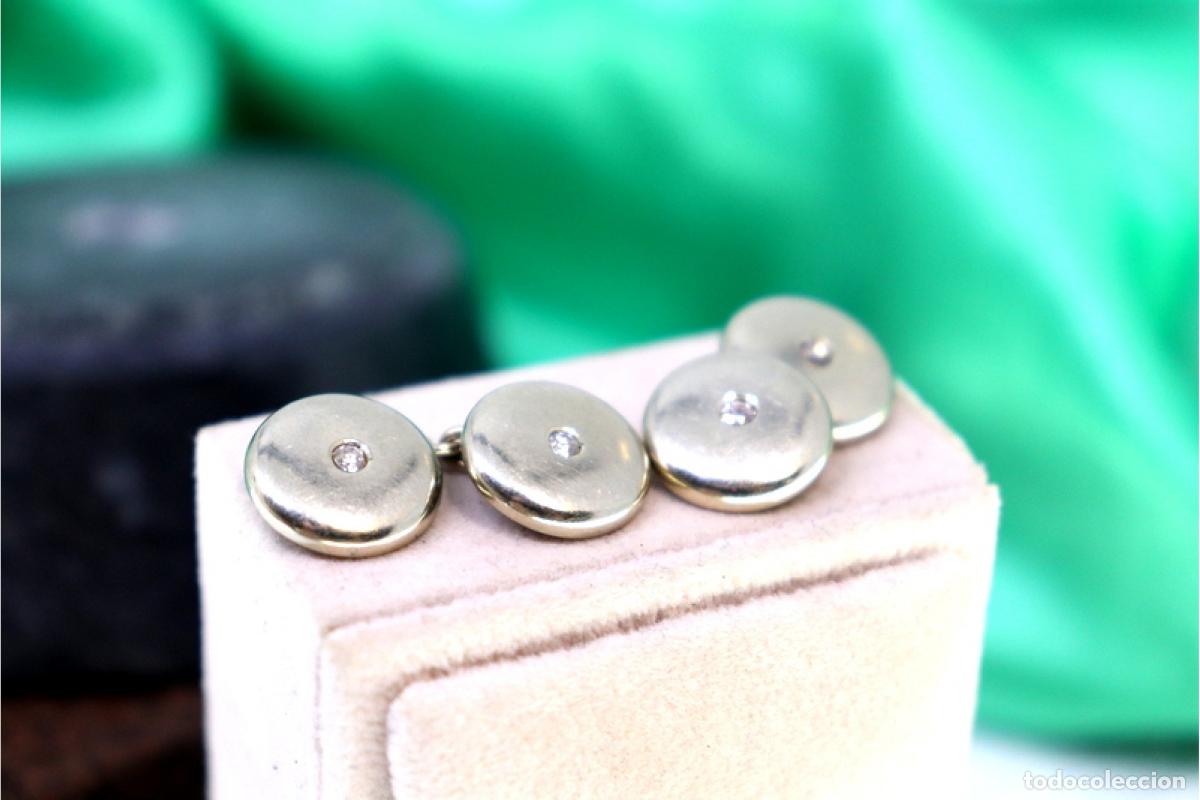 Joyeria: Gemelos en oro blanco de 19,2K con diamantes. - Foto 2