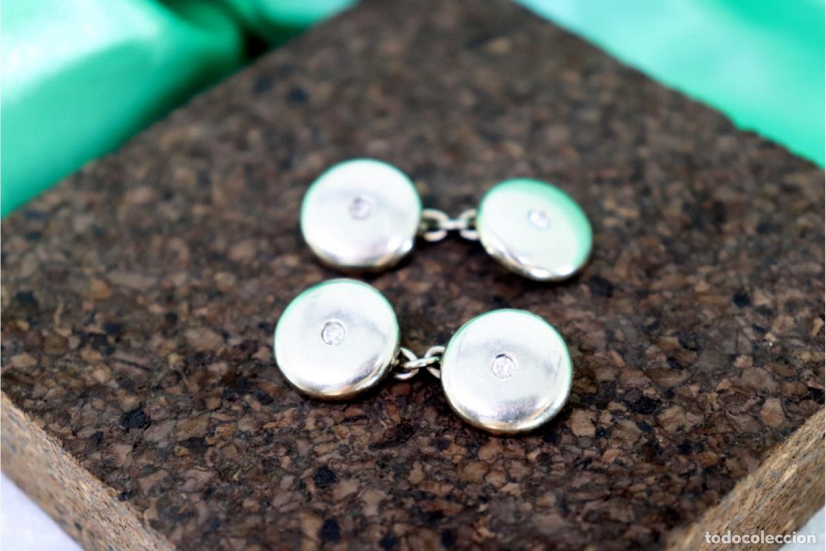Joyeria: Gemelos en oro blanco de 19,2K con diamantes. - Foto 4