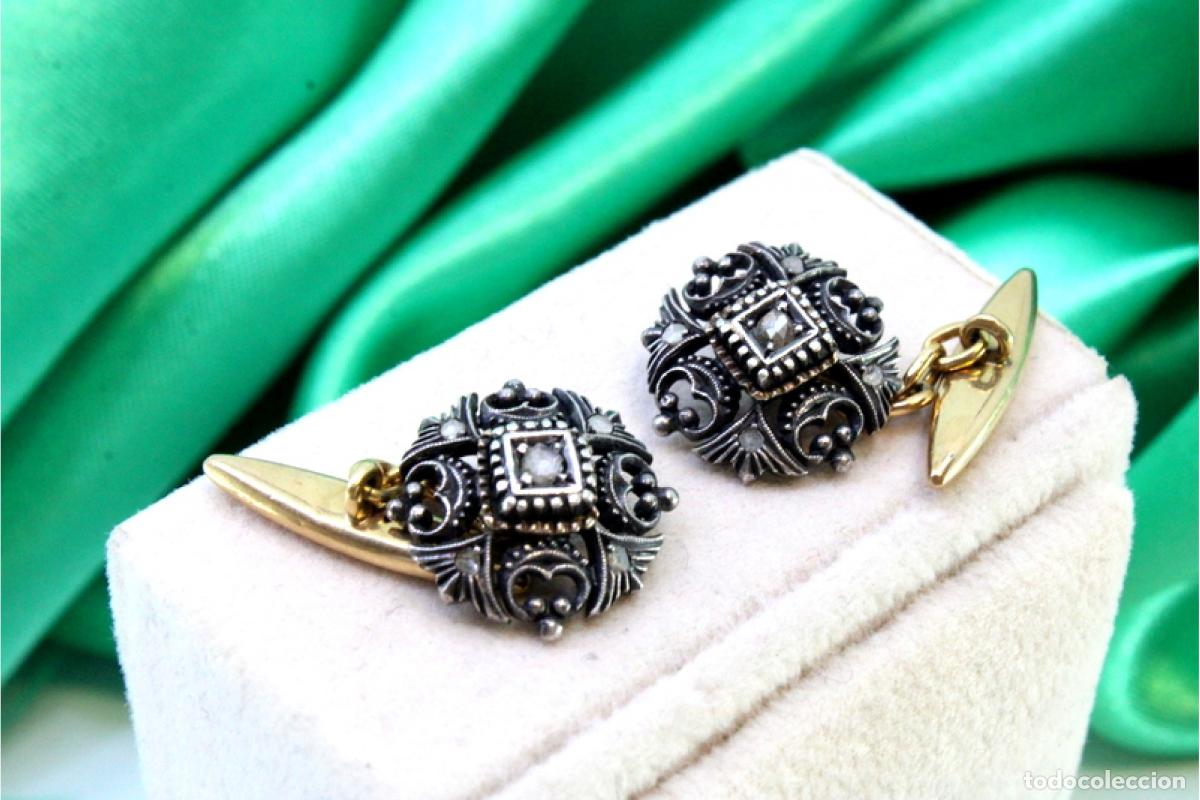 Joyeria: Gemelos de oro de 19,2 quilates con diamantes - Foto 2