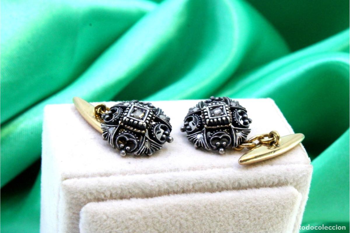 Joyeria: Gemelos de oro de 19,2 quilates con diamantes - Foto 3