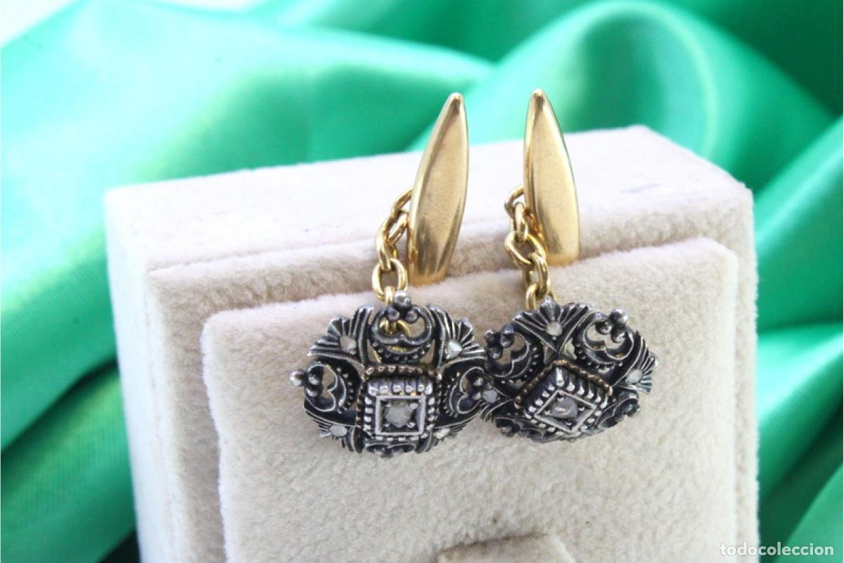 Joyeria: Gemelos de oro de 19,2 quilates con diamantes - Foto 4
