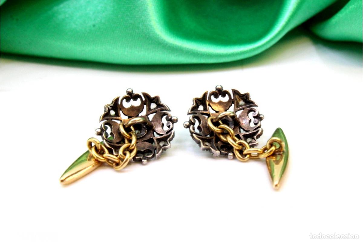 Joyeria: Gemelos de oro de 19,2 quilates con diamantes - Foto 6