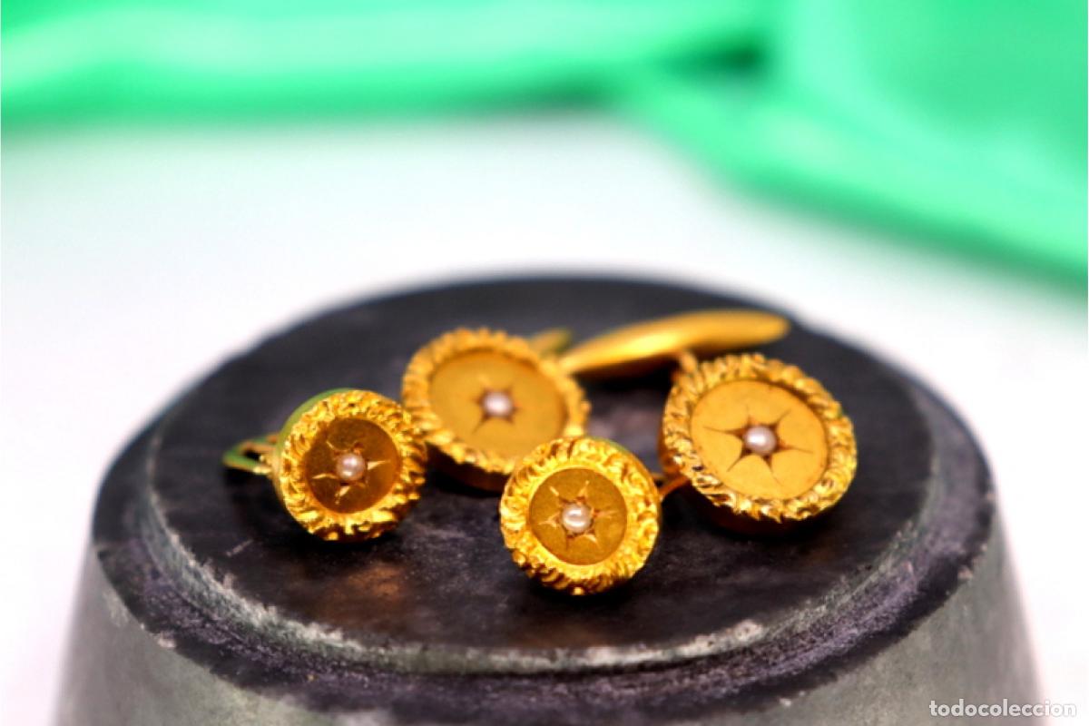 Joyeria: Gemelos de oro de 19,2 quilates con perlas - Foto 2