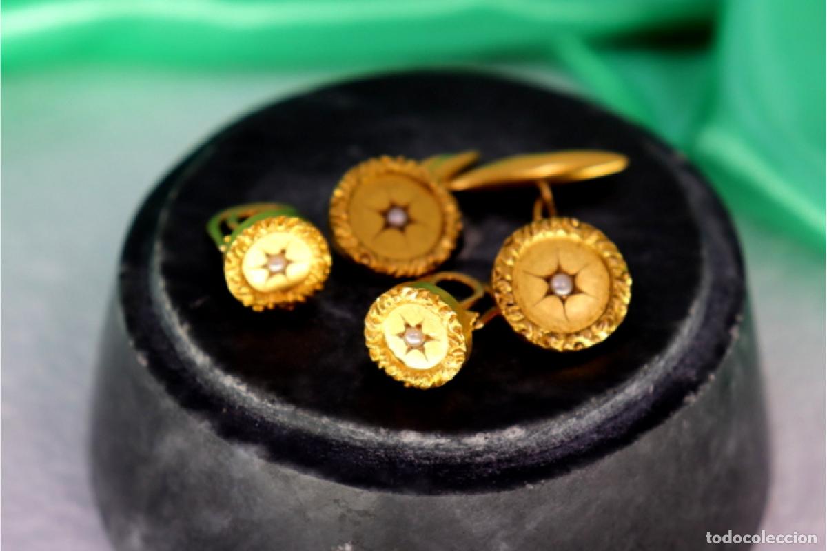Joyeria: Gemelos de oro de 19,2 quilates con perlas - Foto 3