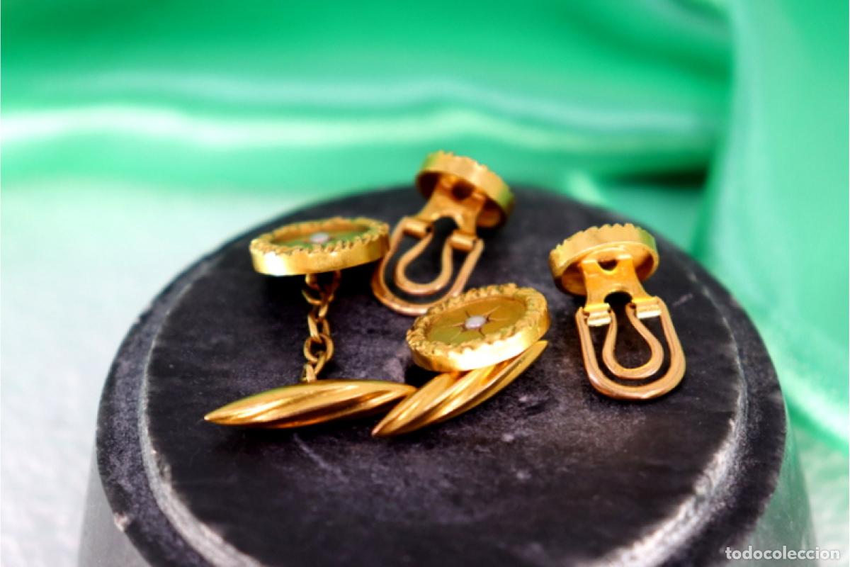 Joyeria: Gemelos de oro de 19,2 quilates con perlas - Foto 4