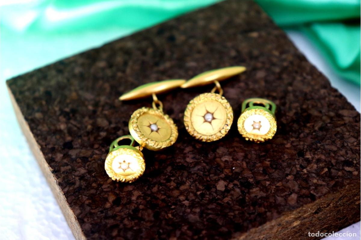 Joyeria: Gemelos de oro de 19,2 quilates con perlas - Foto 6