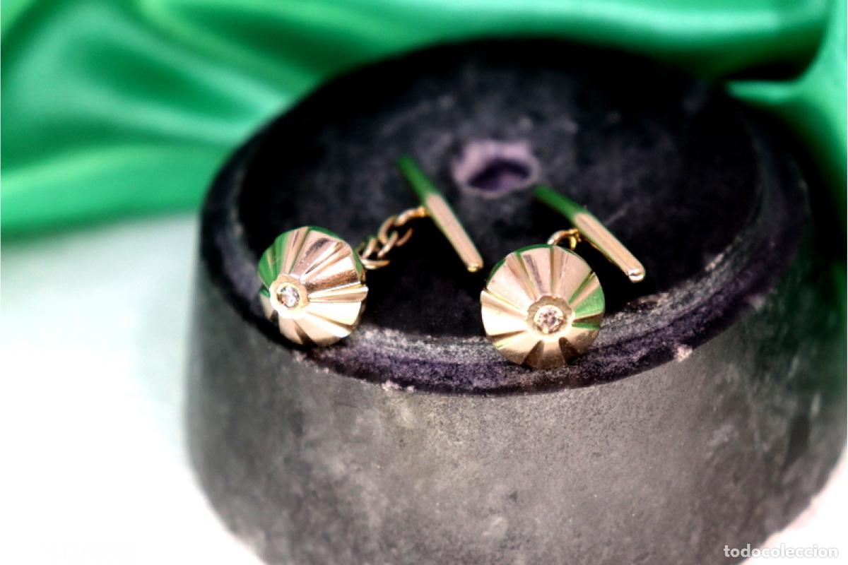 Joyeria: Gemelos en oro blanco de 19,2K con diamantes. - Foto 3
