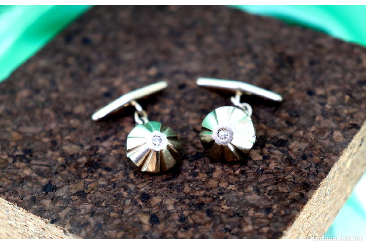 Joyeria: Gemelos en oro blanco de 19,2K con diamantes. - Foto 4