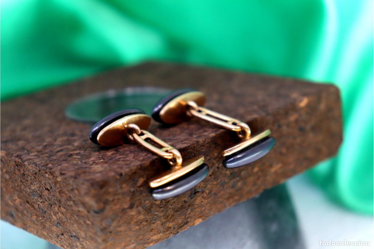 Joyeria: Gemelos de oro con tanzanitas negras - Foto 2