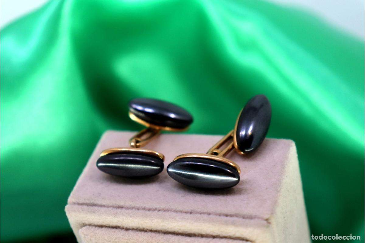 Joyeria: Gemelos de oro con tanzanitas negras - Foto 3