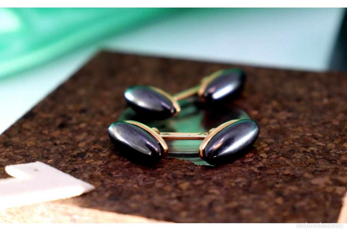 Joyeria: Gemelos de oro con tanzanitas negras - Foto 1