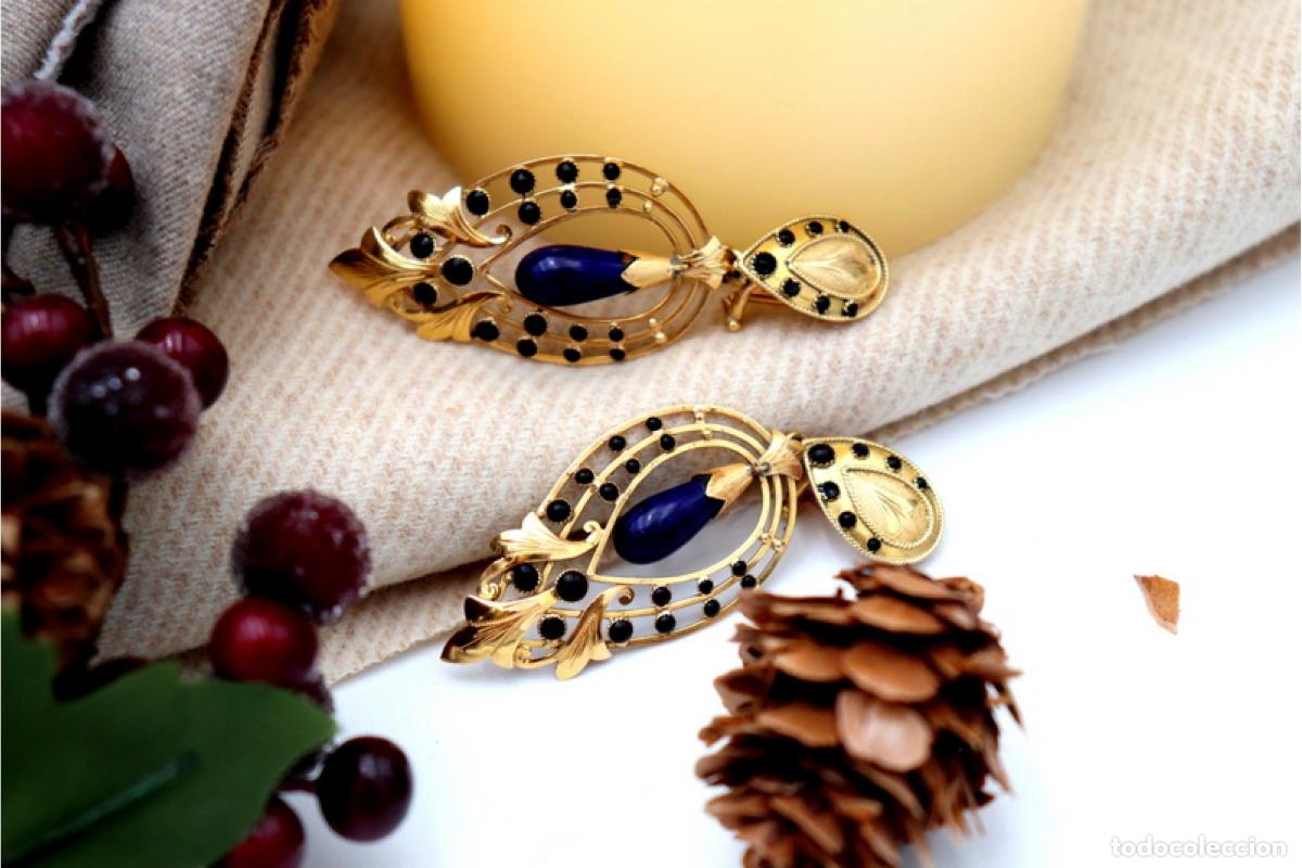 Joyeria: Pendientes en oro de 19,2K con lapisl&aacute;zuli. - Foto 2