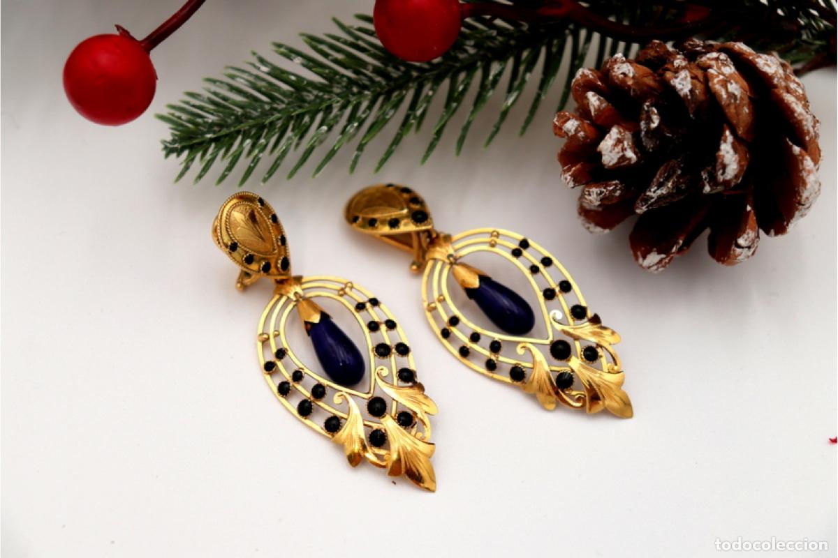 Joyeria: Pendientes en oro de 19,2K con lapisl&aacute;zuli. - Foto 5